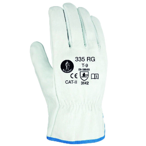 GUANTE FLOR VACUNO GRIS CON RIBETE GSTF 335RG T-9